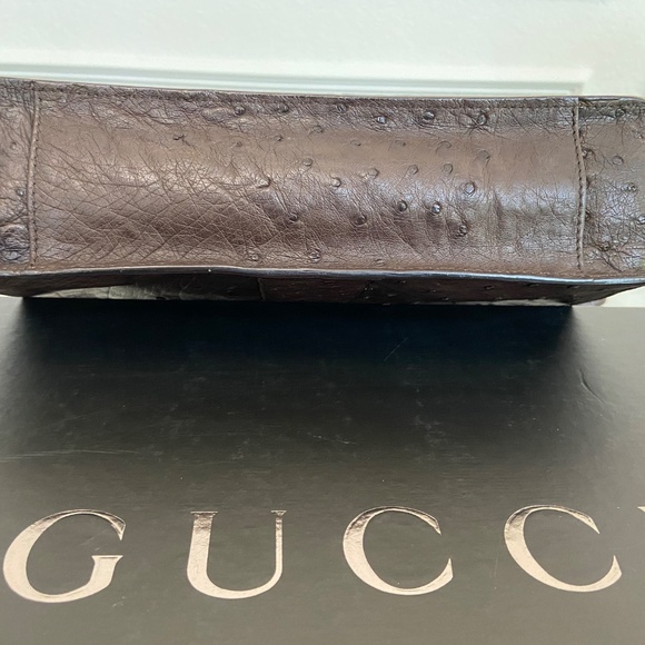 Authentic Gucci Ostrich Leather Bag w/ COA - Tiger Head - Chocolate Brown - Rare - Picture 4 of 13